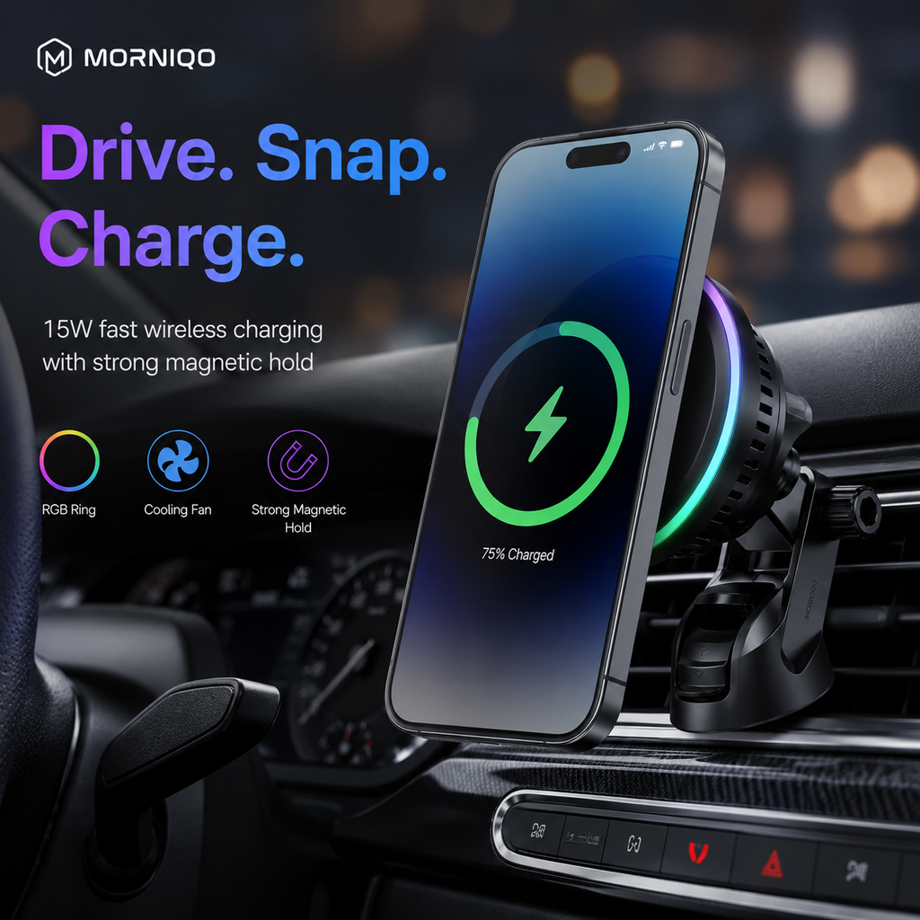 15W Magnetic Wireless Car Charger & Phone Mount