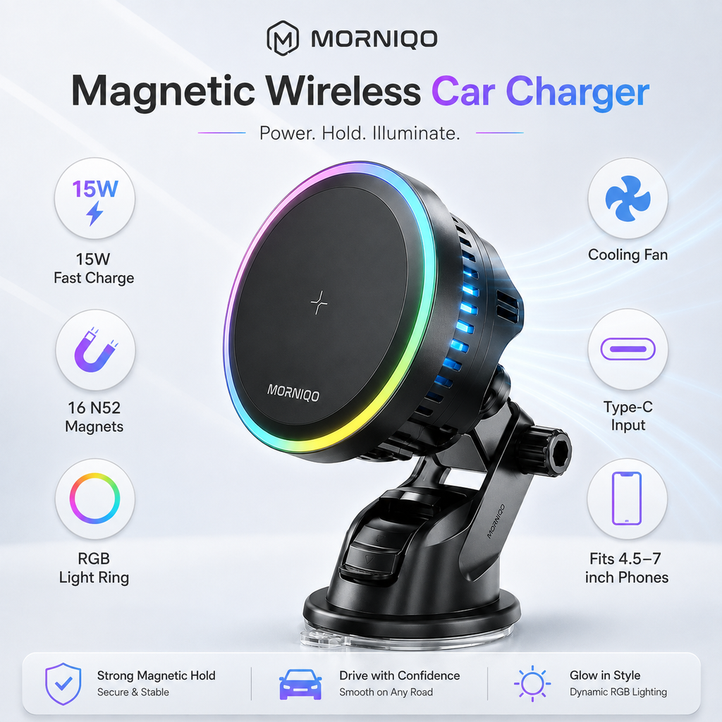 15W Magnetic Wireless Car Charger & Phone Mount